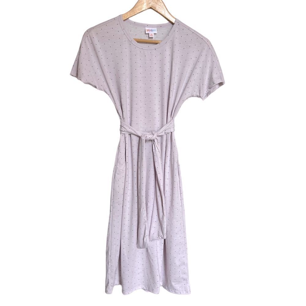 LuLaRoe Marly Lavender and Black Polka Dot Dress Size XS NWT